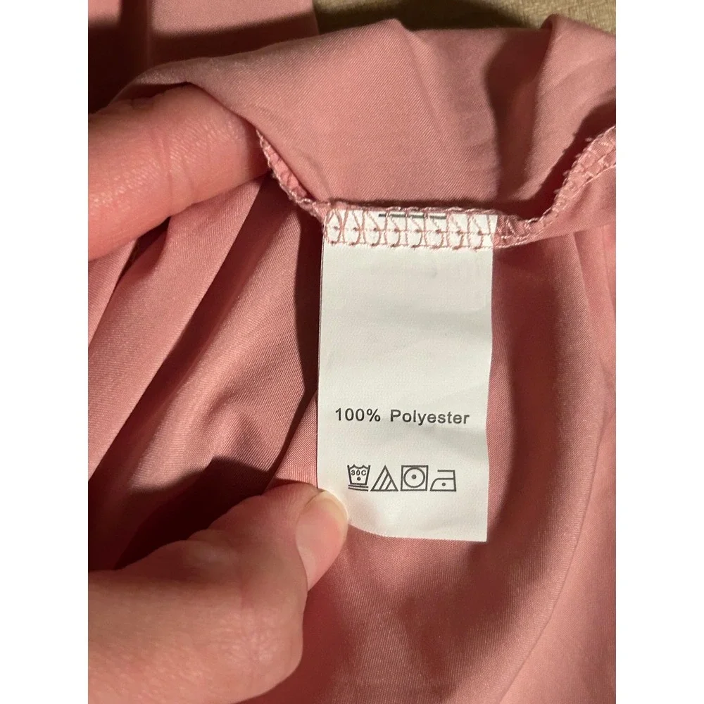 Pink Cottagecore Chiffon Wrap Mini Dress V-Neck Ruffle Hem Flutter Sleeve Small